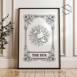 El sol / Inspirado en las cartas del tarot / Impresión digital / Arte de pared bohemio / Impresión en casa / Decoración celestial / Arte astrológico / Celestial / Nubes