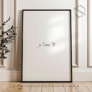 Kocham Cię | Romantyczny wydruk ścienny | Pobieranie cyfrowe | Prezent dla ukochanej osoby | Materiały do druku typograficznego | Kocham Cię | Styl pisma odręcznego