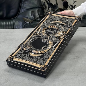 Juego de backgammon de arce de lujo con diseño de dragón, 50 cm (19,7 pulgadas), ideal para jugar en familia y con amigos, regalo para él.