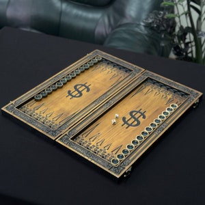 Wooden Backgammon Set Financial Design, Custom Gift Idea, Backgammon Board, Gift for Friend, Personalized Game Board, Family Night Game