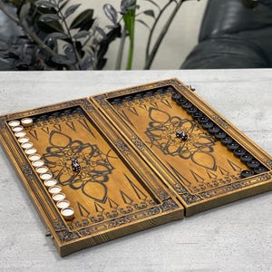 Wooden Backgammon Board Set VIRGO Zodiak Sign, Tabletop Game, Friends Gift, Outdoor Game, Family Night Game, Retirement Gift