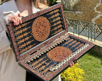 Handmade acrylic stone backgammon set, jewelry resin backgammon, luxury custom gift, gifts for him, exclusive item