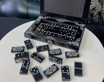 Keine Analoga in der Welt, Acrylstein Dominos Set mit Luxus-Etui, Domino für Geschenk, Brettspiel, Domino für Erwachsene, Familiennachtspiel