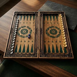 Blaues Epoxidharz & Eschenholz-Backgammon-Set, Luxus-Fluss-Design-Brettspiel, benutzerdefiniertes handgefertigtes Holz-Tabletop-Spiel, Premium-Geschenk für Ihn