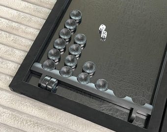 Glass Backgammon Set with Leather Imitation, Tabletop Game board, Premium Gift for Family, Friends and Business Partner