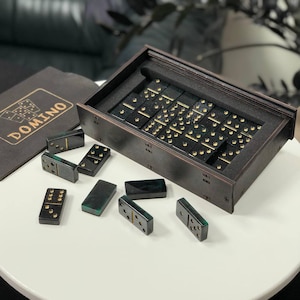 Resina epóxi esmeralda e preta, dominó clássico, jogos ao ar livre, conjunto de dominós, ideia de presente exclusiva, dominó premium, jogo de noite em família