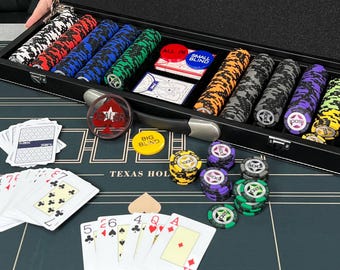 Juego de póker, regalos de póker personalizados en estuche de cuero, juego de 500 fichas de póker premium, regalo para amigos, socios comerciales, regalo corporativo, disponible.
