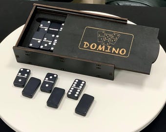 Black Carbolite Dominoes, Outdoor Games, Black Dominoes Set, Family Gift Idea, Premium Domino, Family Night Game, IN STOCK
