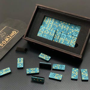 Set di domino in resina epossidica, giochi da esterno, gioco da tavolo, idea regalo, domino fatto a mano, gioco per la serata in famiglia, regalo per un amico, giorno della riunione di famiglia