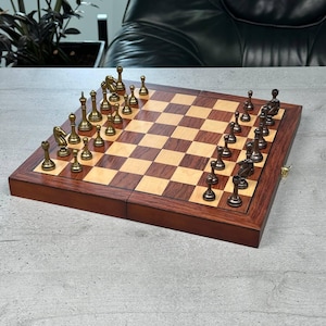 Chess Set, Metal Chess Pieces, Chess Board Game, Tabletop Game, Gift Idea, Travel Chess Set, Gift for Friends & Family, Travel Gift IN STOCK