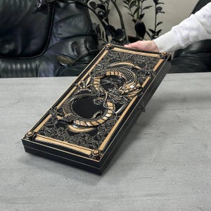 Wooden Backgammon Set Dragon Design, Tabletop Game, Outdoor Game, Retirement Gift Idea, Backgammon Board Friend Gift, Family Reunion Game