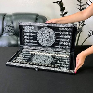 Exclusive No Analogues in the World Acrylic Stone Backgammon Set, Stylized Game Board with LION Design, Luxury Custom Gift, Gifts for Him