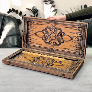Large Ash Wood Backgammon Set, Game Board, Tabletop Game, Friend Gift, Custom Backgammon, Home Decor, Gift for Him, Family Night Game
