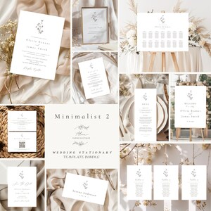 Elegant minimalist Wedding invitation BUNDLE Template, calligraphy stationary template, romantic ceremony template, editable wed stationary