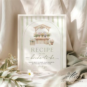 Fresh Off the Market Bridal Shower Recipe Request Sign, Market Theme Bridal Brunch, Editable Kitchen Recipe Card Sign, Bridal Printable Sign
