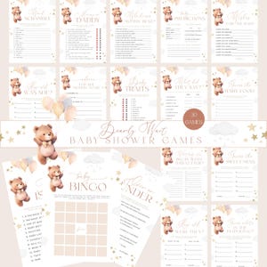 30 Balloon Bear Baby Shower Game, We Can Bearly Wait Template, Printable Gender Neutral Baby Shower Activities, Teddy Bear Theme Shower Game