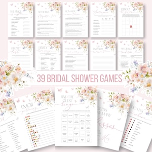 Love in Bloom Bridal Shower Games, Boho Wildflower Theme (Printable Editable Bundle)