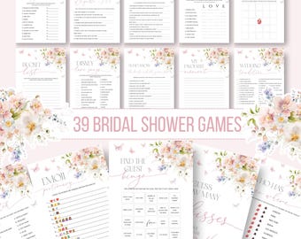 Love in Bloom Bridal Shower Games, Boho Wildflower Theme (Printable Editable Bundle)