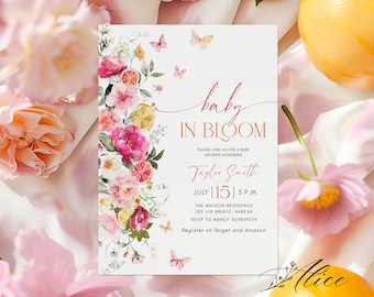Citrus Floral Baby Shower Invitation, Editable Baby Brunch (Digital Download)