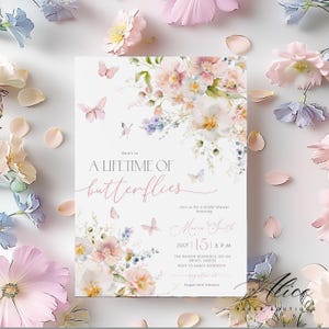 Butterfly Bridal Shower Invitation,  Printable Lifetime of Butterflies Bridal Shower Invite, He Gives Me Butterflies Wildflower Invitation