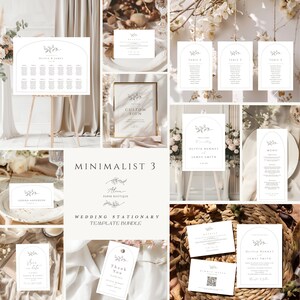 Elegant minimalist Wedding invitation BUNDLE Template, calligraphy stationary template, romantic ceremony template, editable wed stationary