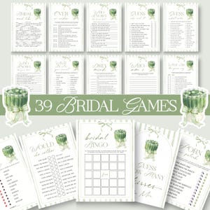 Lot de jeux matcha pour la douche nuptiale, activités de fête imprimables (téléchargement numérique)