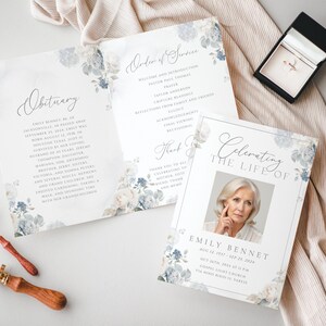 Editable funeral program Template, digital Floral Funeral announcement, electronic  Celebration of Life Invite, Memorial Service program