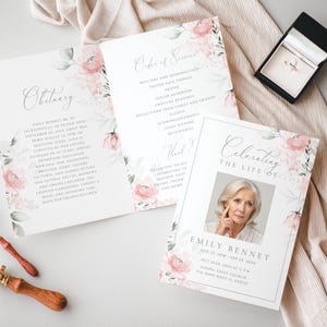 Editable funeral program Template, digital Floral Funeral announcement, electronic  Celebration of Life Invite, Memorial Service program