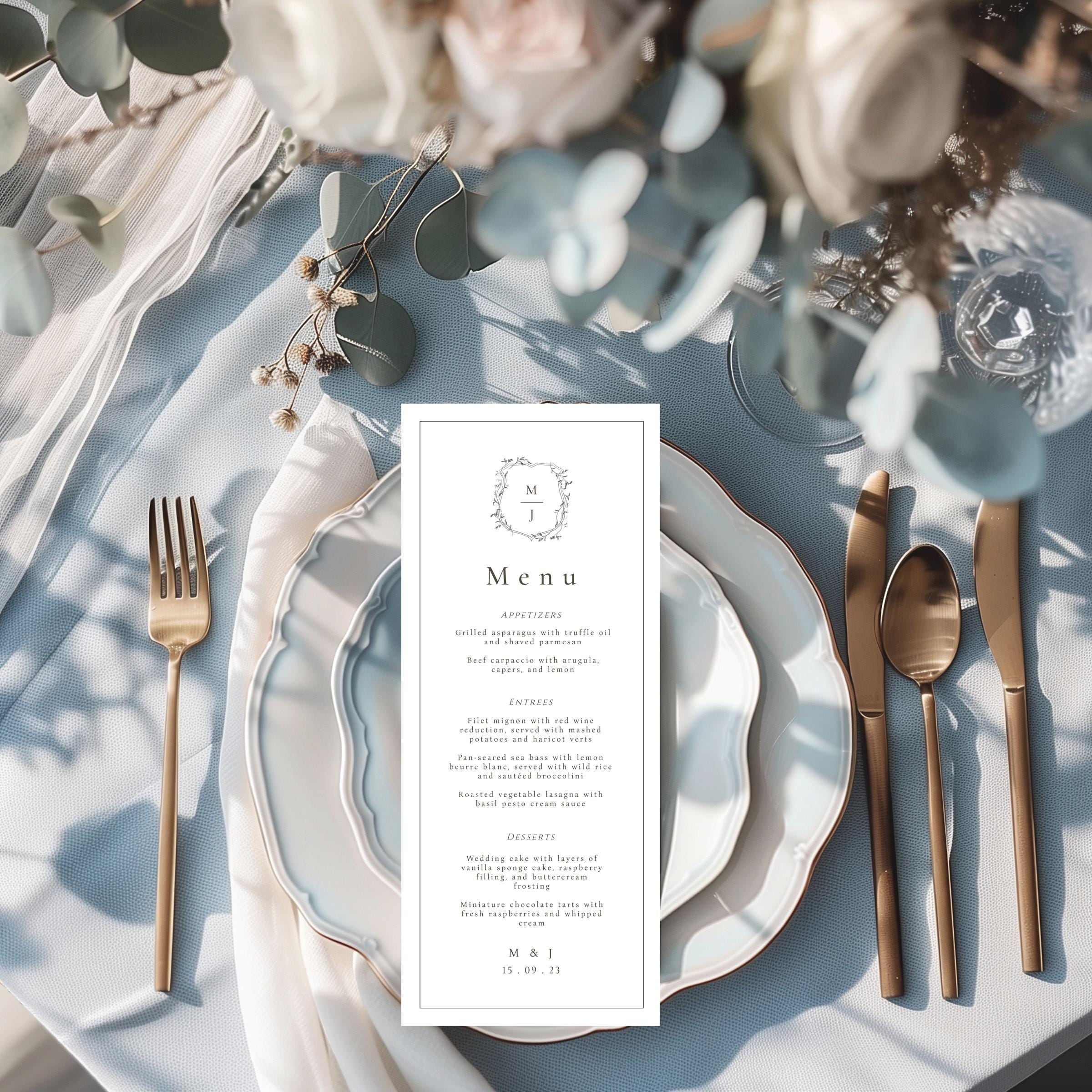 Menu Order Invite Minimalist Wedding Menu Template, Calligraphy Wedding Menu Template ...