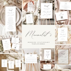Elegant minimalist Wedding invitation BUNDLE Template, calligraphy stationary template, romantic ceremony template, editable wed stationary