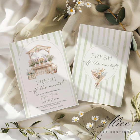 Fresh Off the Market Bridal Shower Invitation, Bridal Brunch Template, Editable Farmer's Market Invitation, She's Off The Market Printable