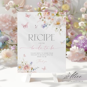 Love in Bloom Recipe Request Card, Wild Floral Boho Bridal Shower Kitchen Card, Printable Flower Cooking Template, Recipe for Bride to be