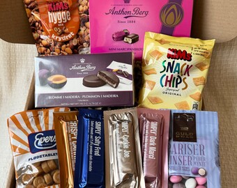 Boîte-cadeau Hygge de luxe Danish Treats - Friandises et collations danoises classiques | Confort douillet, cadeau d'anniversaire, Get Wells, Joy Box, bonbons, chocolat