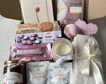 Pamper Hygge Box (Lavender) - Cozy Comforts & Danish Delights for Any Occasion | Birthdays, Gifts, Mother’s Day, Self-Care, Get Wells