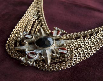 Maltese Cross Reliquary Necklace / Mutli Chain Layered Necklace / Gothic Choker / Statement Necklace / Gothic Cross Necklace