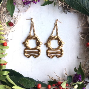 Cleopatra Double Serpent Earrings / Coiled Snake Earrings / Gold Snake Pendant / Chunky Earrings / Animal Jewelry / Bold Jewelry image 2