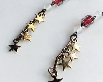 Wish Upon A Star Earrings / Gold Star Dangle Earrings / Celestial Earrings / Brass Leverbacks / Gift For Her / Starry Night / Constellation