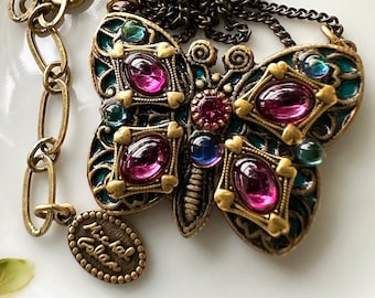 Vintage Butterfly designer MICHAL GOLAN Handmade in USA Pendant Necklace Jewelry Collectible Collectable. Openstudio Openstudiobeads.