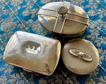 3 VINTAGE SILVER BOXES Trinkets Antique Collectible Collectable Out of production Discontinued Hard to find Fine Arts Art Openstudiobeads