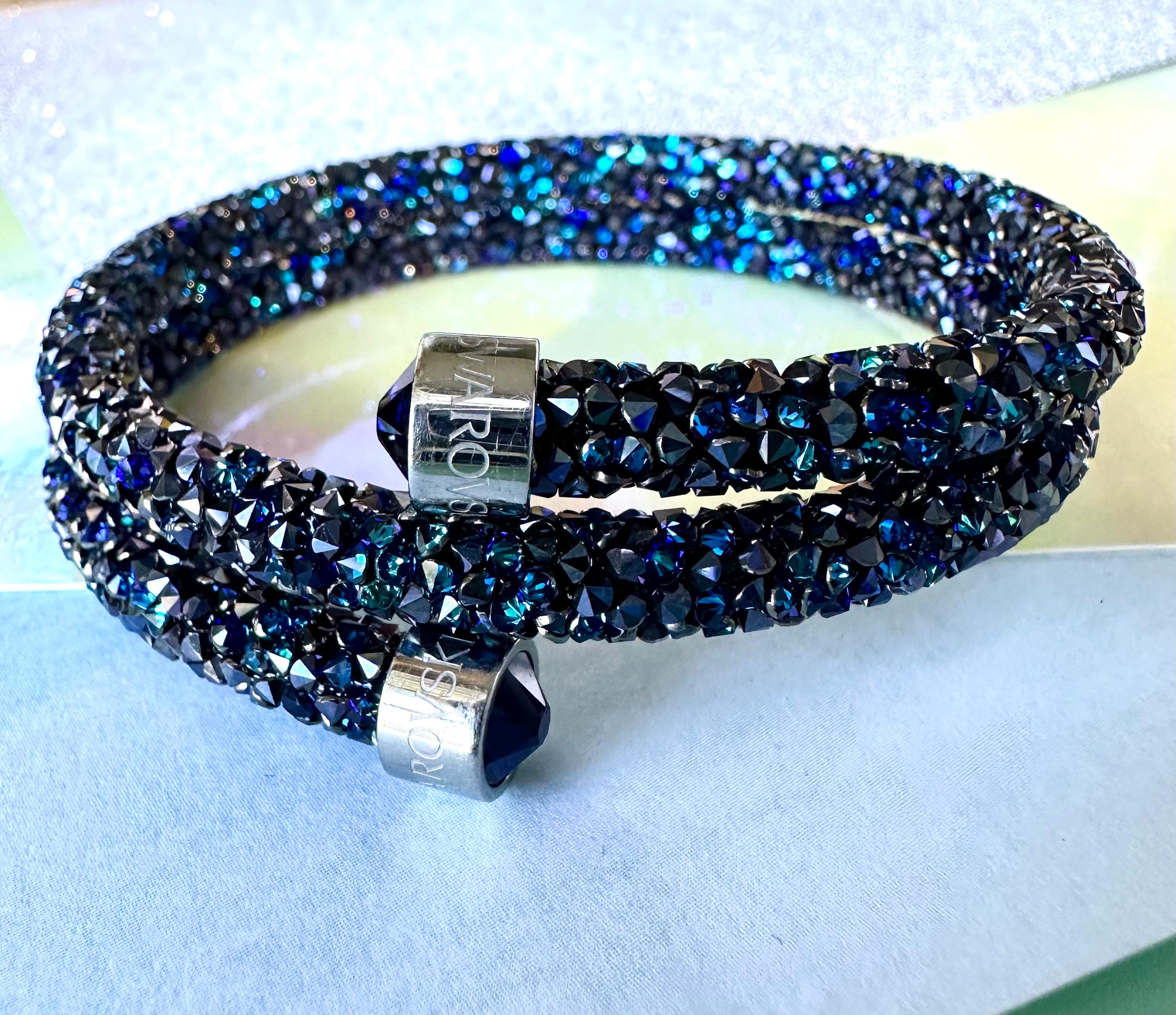 Vintage SWAROVSKI CRYSTALS Stardust Doble Wrap Bracelet Bangle 