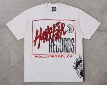 Hellstar Studios Records Short Sleeve Tee Shirt Cream