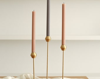 3 Handmade Brass Candlestick Holder (Gold-Silver)