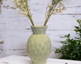 Handmade Textured Ceramic Vase (Green)