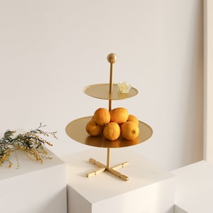 Antique Handmade Serving Brass, 2 Tier Serving Tray, Gold Cake Stand, Brass Decor, Cookie Stand , Cupcake Stand, Desert Stand