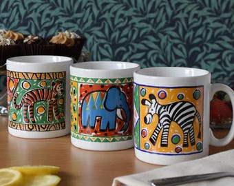 Vintage Colourful Ceramic Mug – African Wildlife Design, John Tams, England