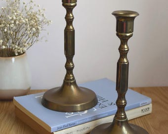 Pair of Vintage Brass Candlestick Holder –  Made in England