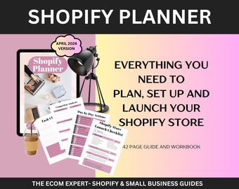 Shopify Planner, Cartella di lavoro digitale per piccole imprese e-commerce, Come impostare la guida Shopify, Come iniziare a vendere online, Elenco di controllo Shopify