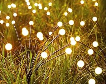 Solar Garden Lights - 4 Pack 48 LED Solar Firefly Lights with 2 Lighting Mode, Sway by Wind, Waterproof Solar Christams Outdoor Lights Decor