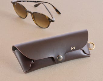 Glasses Case with Lanyard: Italian Leather, Personalized Monogram, Handmade