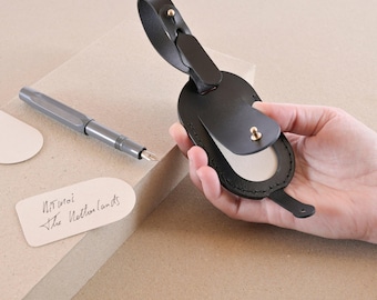 Personalized Leather Luggage Tag: Italian Vegetable-Tanned Leather, Handmade